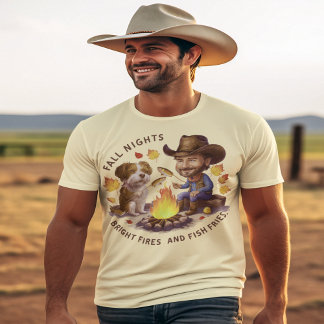 T-shirt Cowboy et vache chien cuisine automne poisson