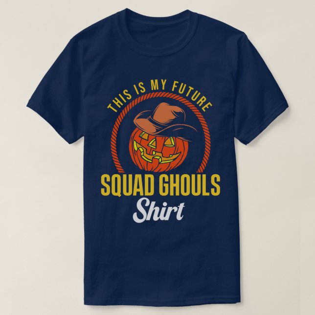 T-shirt Cowboy Halloween Future Squad Ghouls Squelette Pom (Design devant)