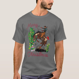 T-shirt Cowboy Joyeux Désert de Noël Cactus Lasso Ouest