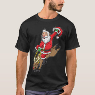 T-shirt Cowboy Père Noël Xmas Reindeer Rodéo Noël À Texa