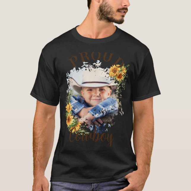 T-shirt Cowboy Photo Text Sunflower Accent T Shirt  (Devant)