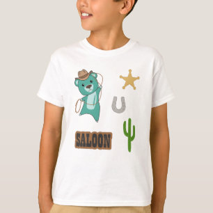 T-shirt Cowboy Turquoise Cute Bear Salon Western Pays