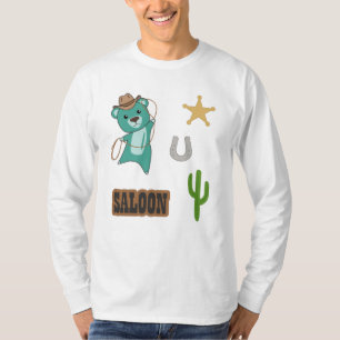 T-shirt Cowboy Turquoise Cute Bear Salon Western Pays