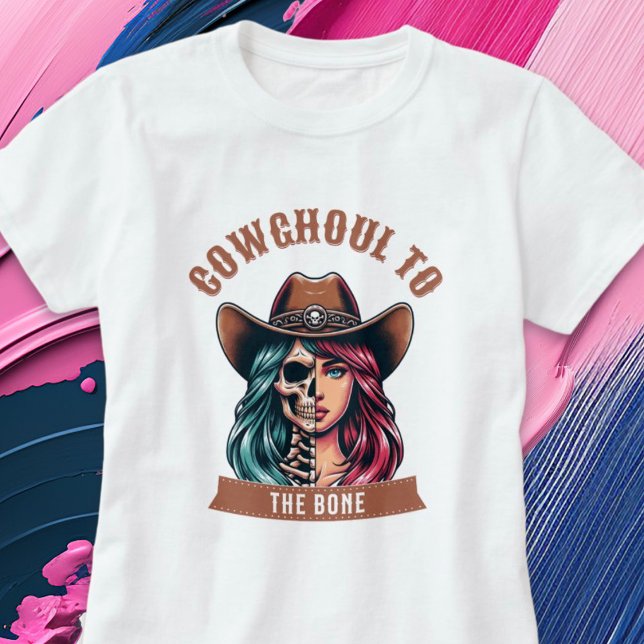 T-shirt Cowghoul à la chemise d'Halloween occidentale osse (Cowghoul to the Bone Western Halloween Shirt)