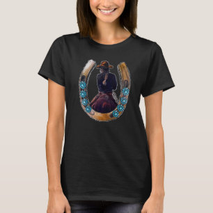 T-shirt Cowgirl Fer à Cheval Pierre Précieuse Cuir de Vach