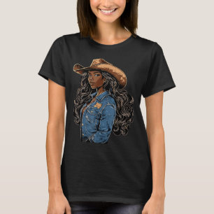 T-shirt Cowgirl occidentale afro-américaine noire