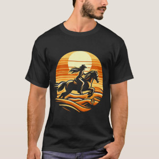 T-shirt Cowgirl Vibes Coucher de soleil Rétro Cavalier