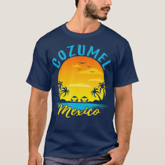 T-shirt Cozumel Mexique Palmiers Orange Sunset