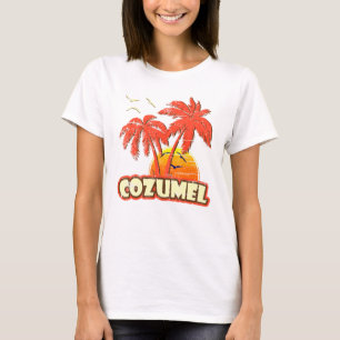 T-shirt Cozumel Summer Palm Trees 80s Beach Sunset