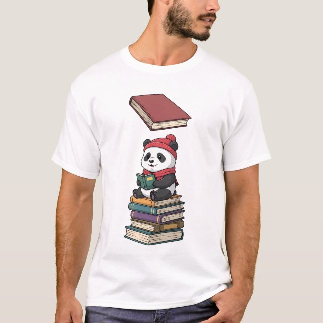 T-shirt Cozy Bookworm Panda (Devant)