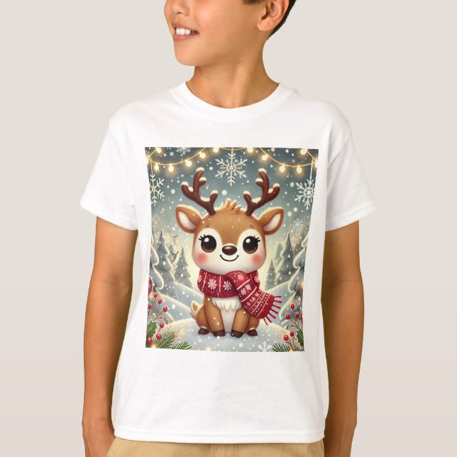 T-shirt Cozy Christmas Reindeer in a Winter Wonderland (Devant)
