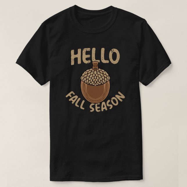 T-shirt Cozy Hello Fall Season Acorn (Design devant)