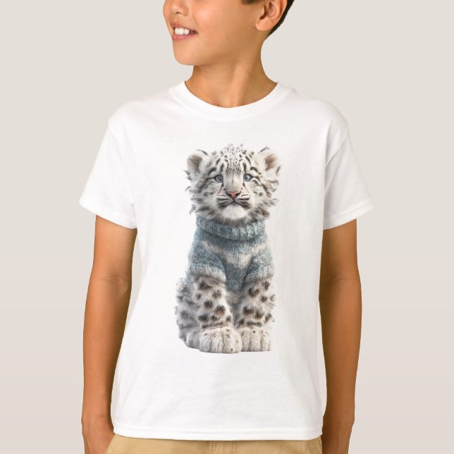 T-shirt Cozy Snow Leopard Cub Kids (Devant)