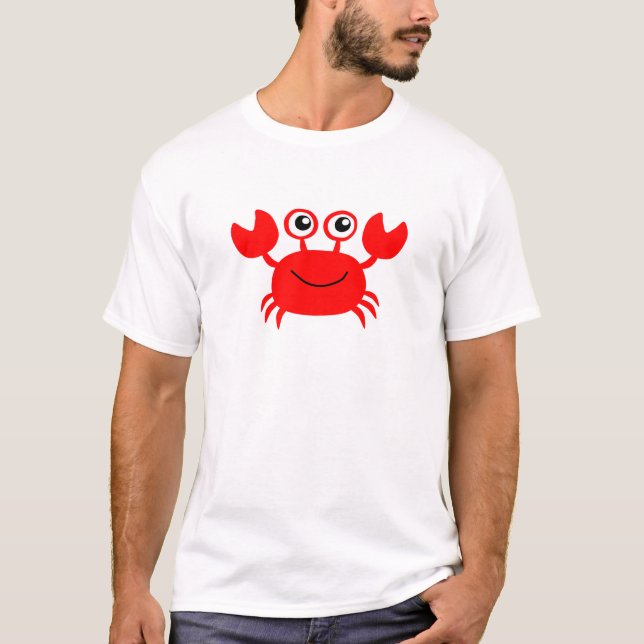 T-shirt Crabe rouge heureux de bande dessinée (Devant)