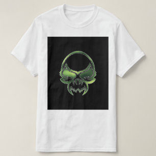 T-shirt Crâne alien vert en noir
