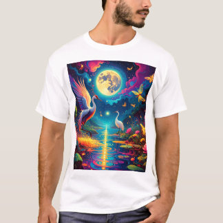 T-shirt Crane and Dragonfly Duet