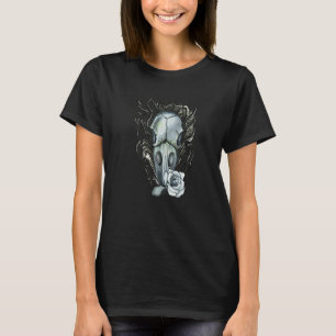 T-shirt Crâne animal et os Roses Cranium Cerveau Pétales F
