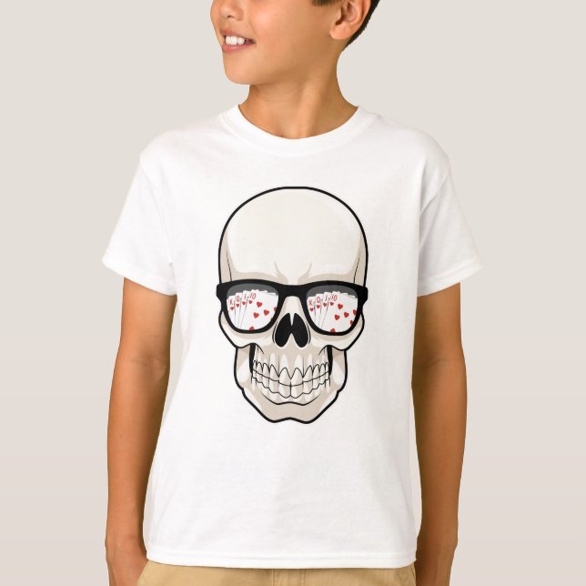 T-shirt Crâne au Poker avec lunettes de soleil (Devant)