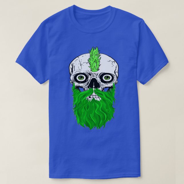 T-shirt Crâne avec barbe crâne vert classique TShir (Design devant)