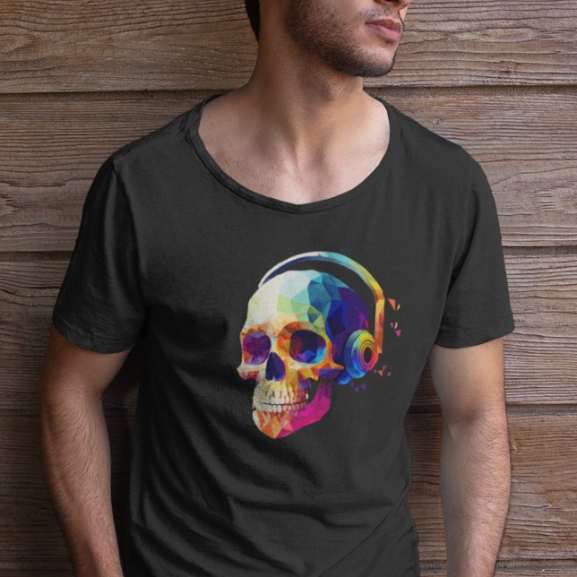 T-shirt Crâne avec casque - DJ Crâne Abstrait Hommes (Créateur téléchargé)