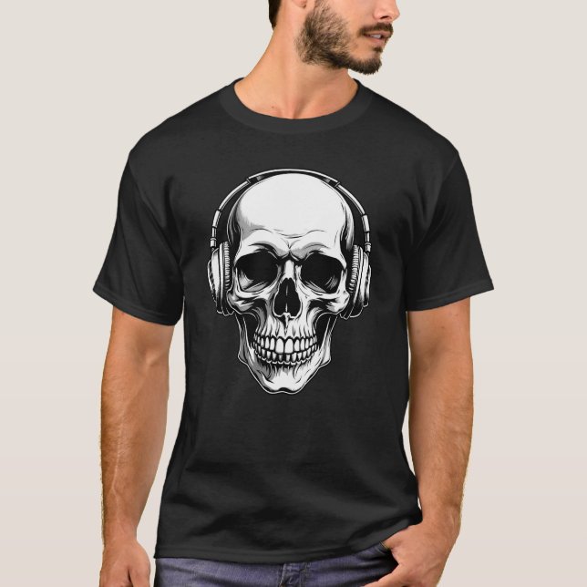 T-shirt Crâne avec casque Musique Lover Tee (Devant)