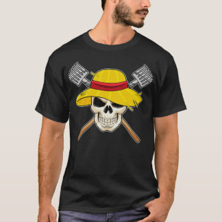 T-shirt Crâne avec chapeau en fermier avec râteau