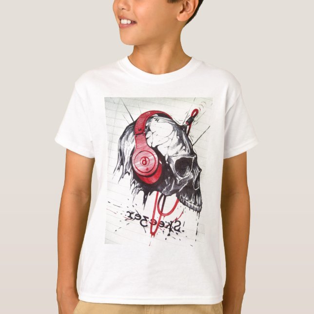 T-shirt Crâne avec conception casque (Devant)