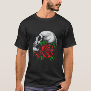 T-shirt Crâne avec la fleur rouge Design Tee Legends