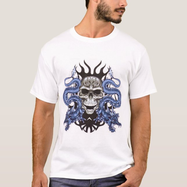 T-shirt Crâne avec le dragon (Devant)