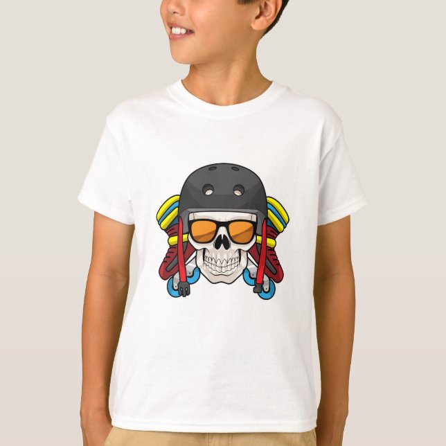 T-shirt Crâne avec lunettes de soleil et patins en ligne (Devant)