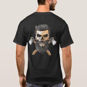 T-shirt Crâne barbu bûcheron haches croisées