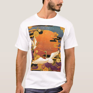 T-shirt Crane Bird Chrysanthemum Motif japonais