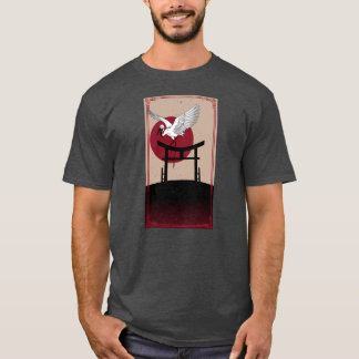 T-shirt Crane Bird Retro Vintage 90 Style Japonais