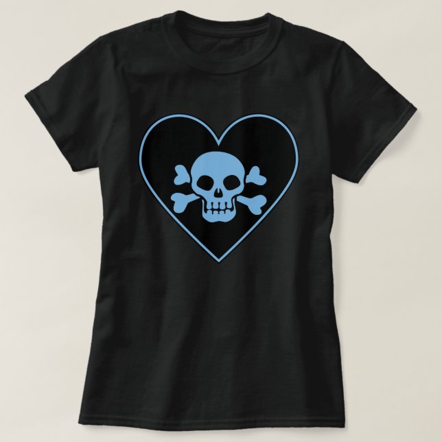 T-shirt Crâne bleu dans le coeur (Design devant)