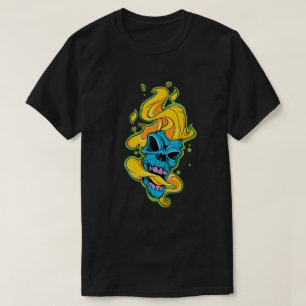 T-shirt Crâne bleu flamme