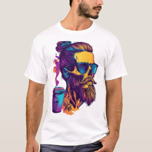 T-shirt Crâne Caféiné - Squelette de Barista Drôle