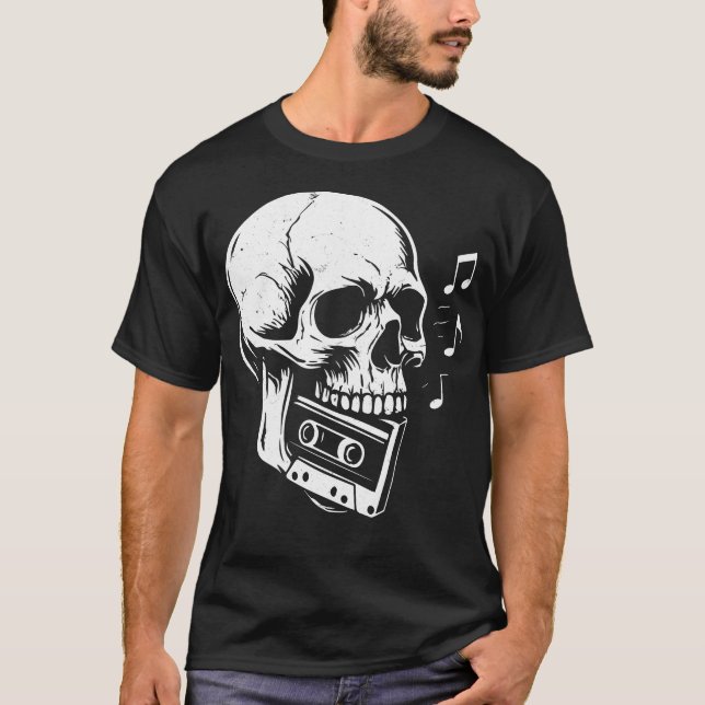 T-shirt Crâne Cassette Punk noir (Devant)