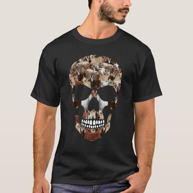 T-shirt Crâne Chèvres Fermier Halloween Costume Jour Garço (Devant)