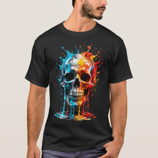 T-shirt Crâne Coloré Art de Rébellion Gothique