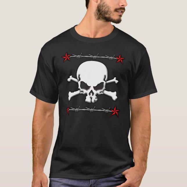 T-shirt crâne/Crossbones à fil barbe (Devant)