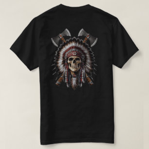 T-shirt Crâne d'Amérindien Chef Haches Croisées