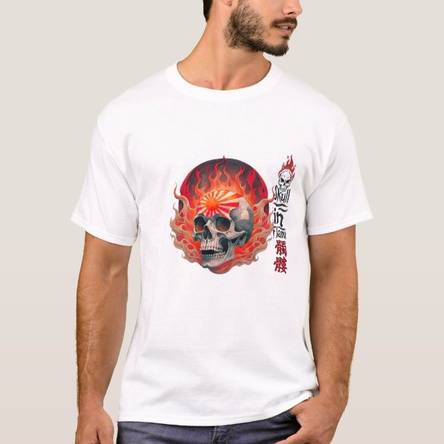 T-shirt Crâne dans la flamme (Devant)