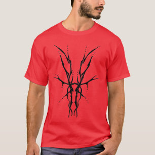 T-shirt Crâne de cerf tribal noir dessin de chasse