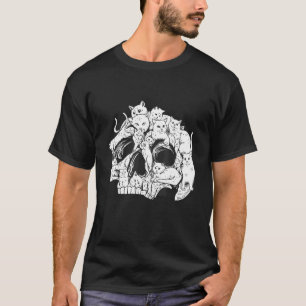 T-shirt Crâne de chats mignons formé d'os Tête de squelett