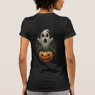 T-shirt Crâne de citrouille d'Halloween gothique en art po