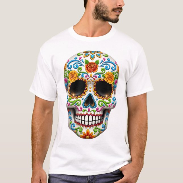 T-shirt Crâne de Dia de los muertes. Fête mexicaine des mo (Devant)