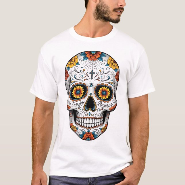 T-shirt Crâne de Dia de los muertes. Fête mexicaine des mo (Devant)