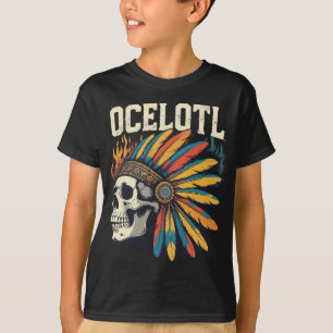 T-shirt Crâne de guerrier aztèque avec en-têtes de plume c