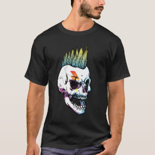 T-shirt Crâne de Mohawk cheveux Punk Rock Métal lourd Tête