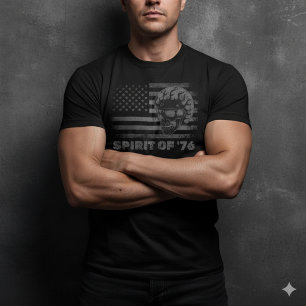 T-Shirt Crâne de Motard Drapeau Américain Esprit d